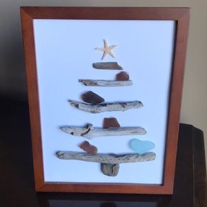 Handmade sea glass and driftwood Christmas tree